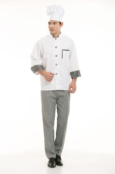 Wearing all kinds of clothing chef dietitian in front of white background