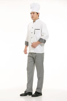 Wearing all kinds of clothing chef dietitian in front of white background