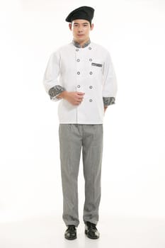 Wearing all kinds of clothing chef dietitian in front of white background