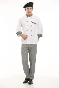 Wearing all kinds of clothing chef dietitian in front of white background