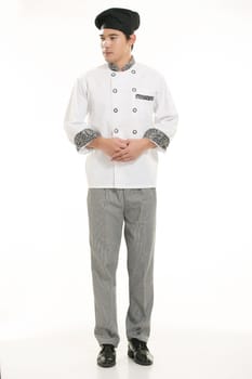 Wearing all kinds of clothing chef dietitian in front of white background