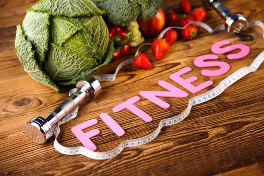 Vitamin and Fitness diet, dumbbell