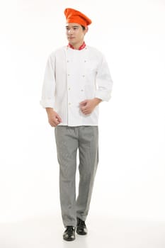 Wearing all kinds of clothing chef dietitian in front of white background