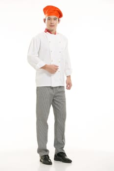 Wearing all kinds of clothing chef dietitian in front of white background