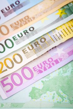 Abstract closeup of euro money.