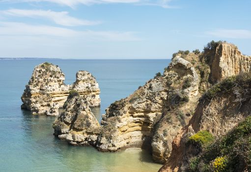 rocks and cliff in algarve city lagos in Portugal, the most beautifull coastline of the world