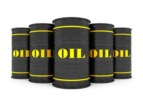 Barrels of oil on a white background isolated