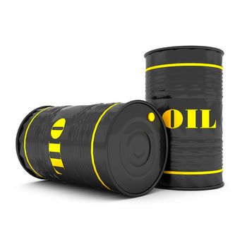 Barrels of oil on a white background isolated