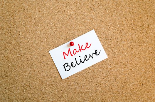 Sticky Note On Cork Board Background Make believe concept