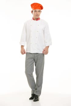 Wearing all kinds of clothing chef dietitian in front of white background