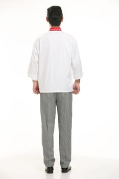 Wearing all kinds of clothing chef dietitian in front of white background