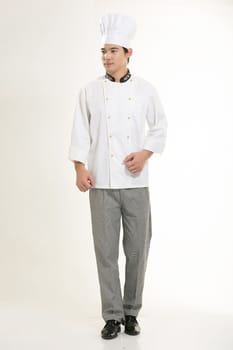 Wearing all kinds of clothing chef dietitian in front of white background
