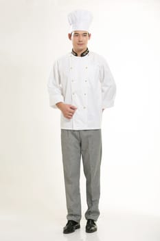 Wearing all kinds of clothing chef dietitian in front of white background