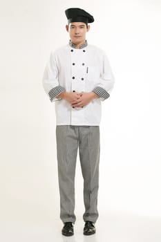 Wearing all kinds of clothing chef dietitian in front of white background