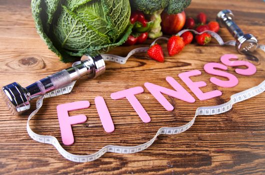 Vitamin and Fitness diet, dumbbell