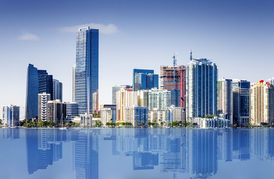 Miami south beach, view from port entry channel, Floride, USA. 