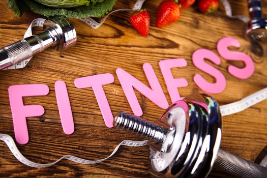 Vitamin and Fitness diet, dumbbell