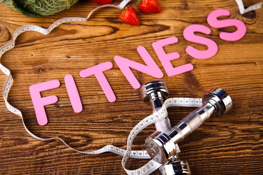 Vitamin and Fitness diet, dumbbell