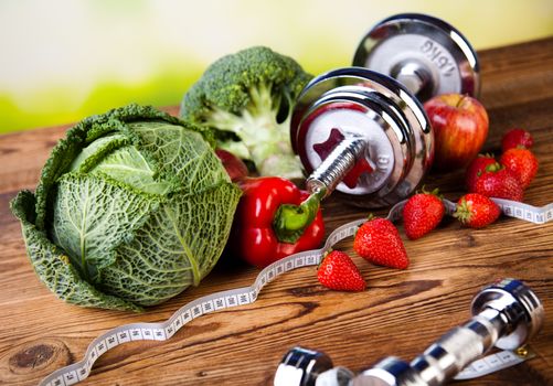 Vitamin and Fitness diet, dumbbell