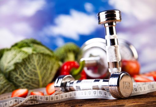 Vitamin and Fitness diet, dumbbell