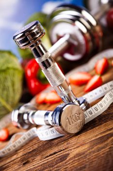Vitamin and Fitness diet, dumbbell