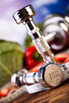 Vitamin and Fitness diet, dumbbell