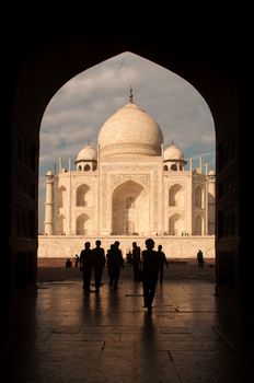 Taj mahal view from entrance door arch.