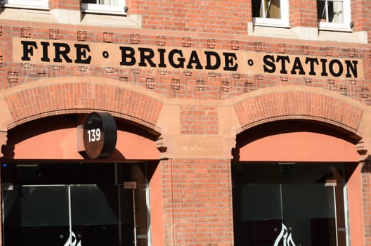 Front of red brick fire station