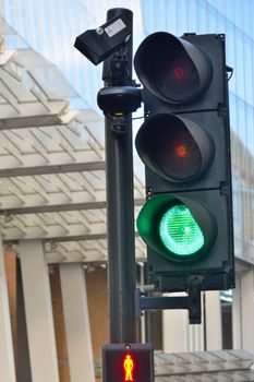 City traffic light at green