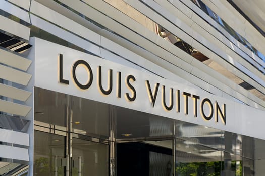 BEVERLY HILLS, CA/USA - MAY 10, 2015: Louis Vuitton retail store exterior on famed Rodeo Drive. Philipp Patrick Plein is a German fashion designer.