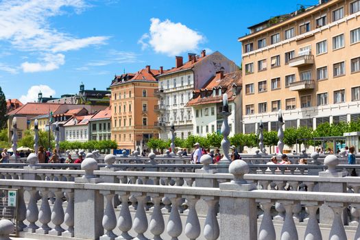 Romantic medieval Ljubljana's city center, capital of Slovenia, Europe.