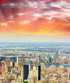 New York aerial cityscape.