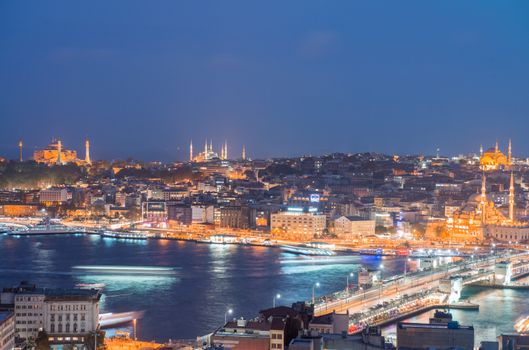 Night panoramic view of Istanbul.