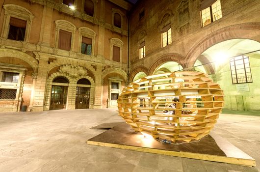 Bologna. Piazza Maggiore at night, Italy.