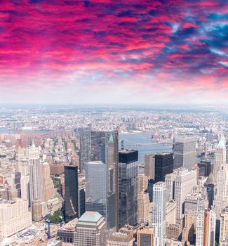 New York aerial cityscape.