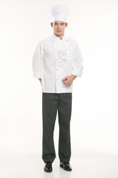 Wearing all kinds of clothing chef dietitian in front of white background
