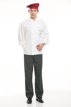 Wearing all kinds of clothing chef dietitian in front of white background
