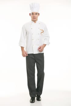 Wearing all kinds of clothing chef dietitian in front of white background