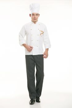 Wearing all kinds of clothing chef dietitian in front of white background