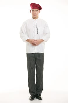 Wearing all kinds of clothing chef dietitian in front of white background