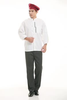 Wearing all kinds of clothing chef dietitian in front of white background