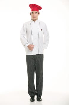 Wearing all kinds of clothing chef dietitian in front of white background