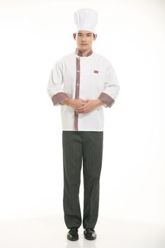 Wearing all kinds of clothing chef dietitian in front of white background