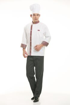 Wearing all kinds of clothing chef dietitian in front of white background