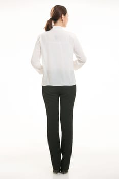 Wear all sorts of apron waiter standing in white background