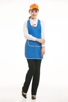 Wear all sorts of apron waiter standing in white background
