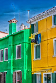 Colourful homes of Burano, Italy.