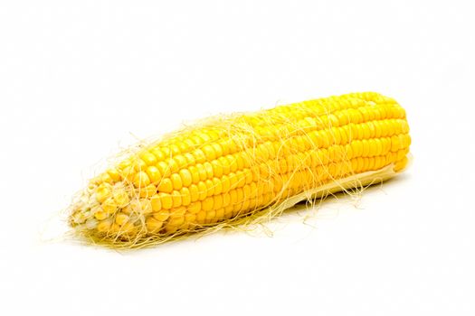 Boiled corn on white background