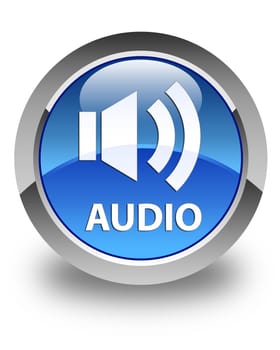 Audio glossy blue round button