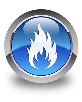 Fire icon glossy blue round button